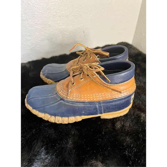 VTG Womens LL BEAN Maine Hunting Shoe Gumshoe Snow Rain Boots Tan/Navy Blue 6 - Picture 5 of 6